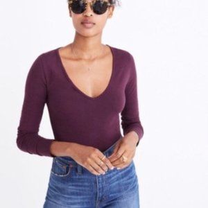 Madewell Maroon Long Sleeve Bodysuit